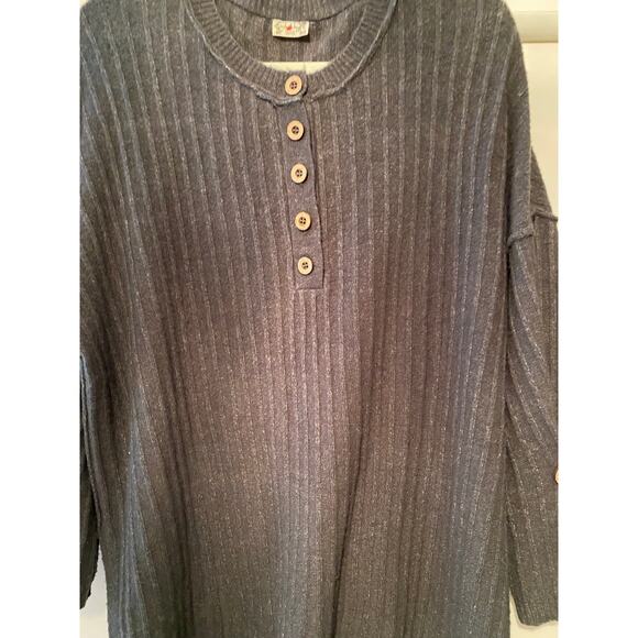 Intimately Free People Around The Clock Henley Top Gray Oversized size small - Picture 3 of 6